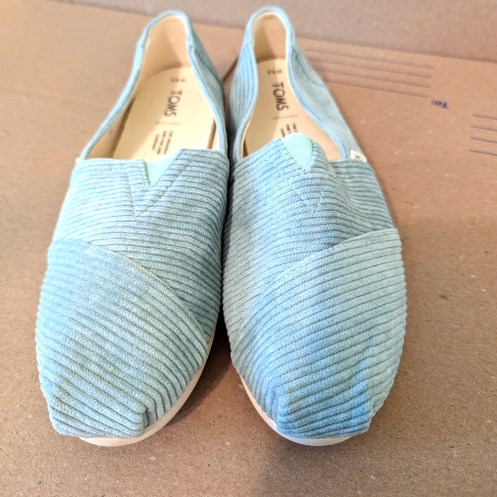 Tom's Shoes seafoam aqua corduroy